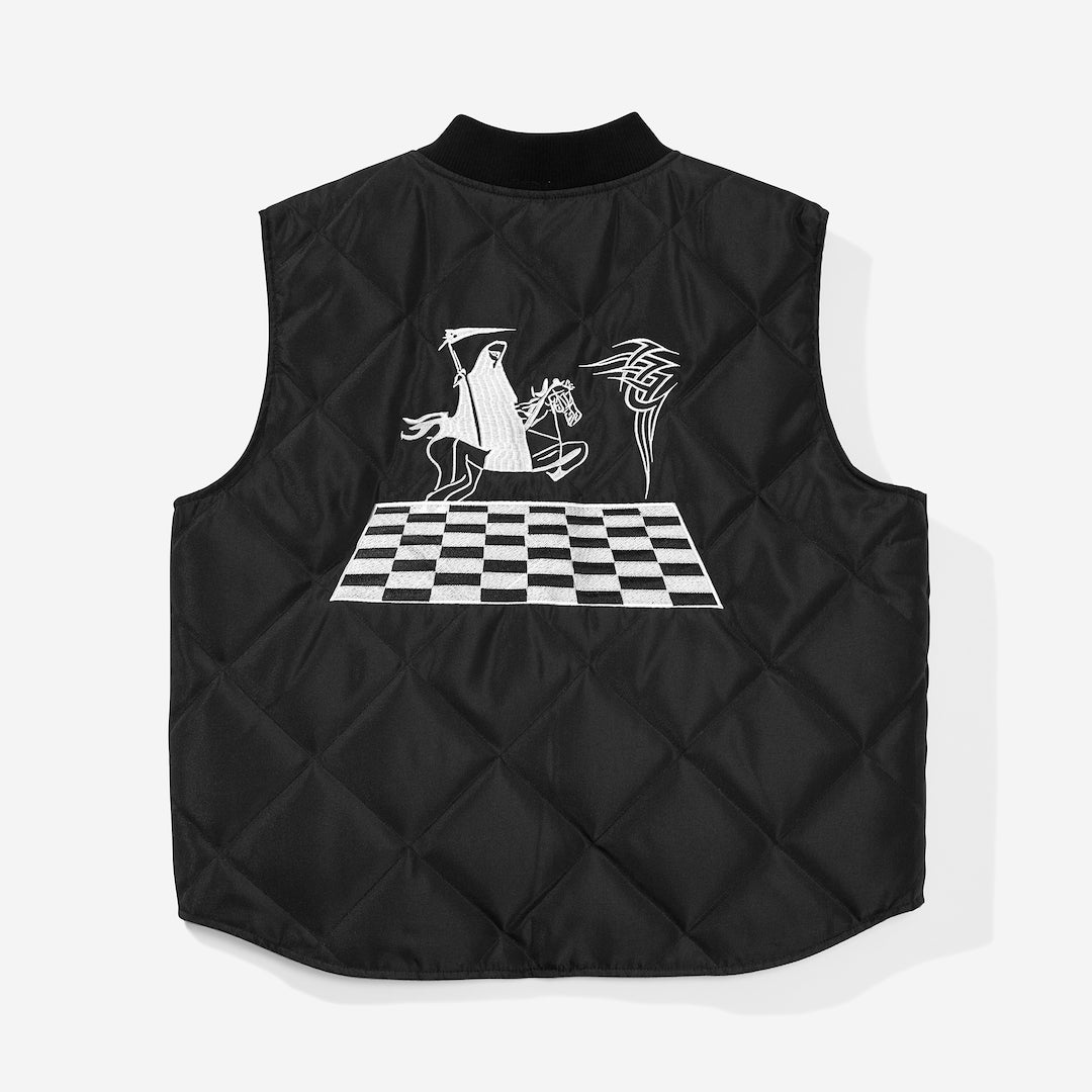 Chess Club x Crawling Death Quilted Vest Black