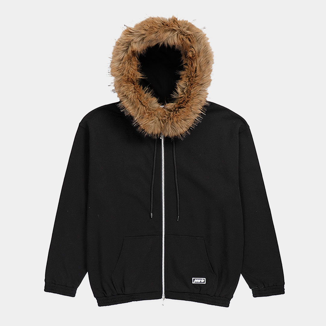 Pearls Fur Zip Hood Black – Brick + Mortar