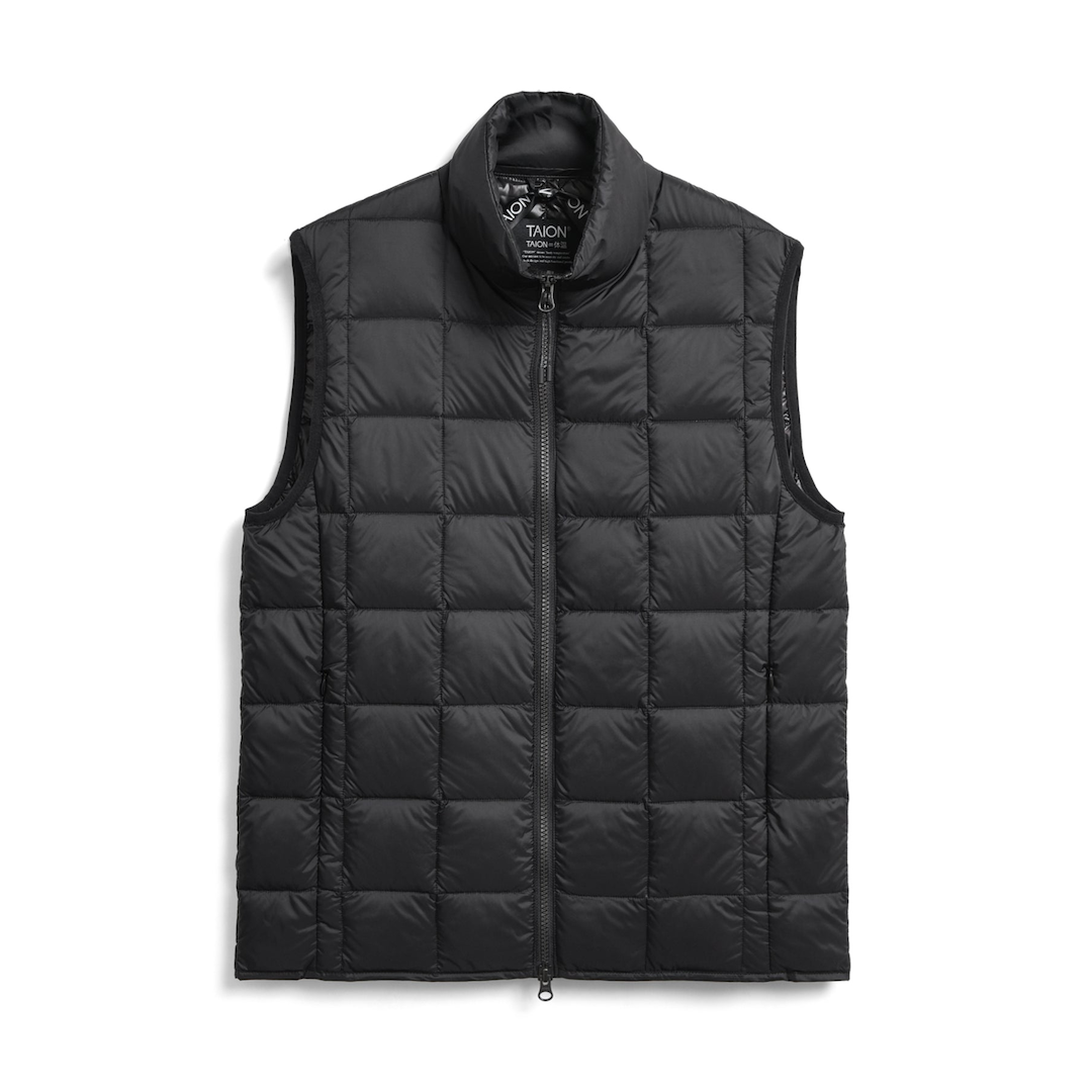 Taion High Neck Zip Inner Down Puffer Vest Black