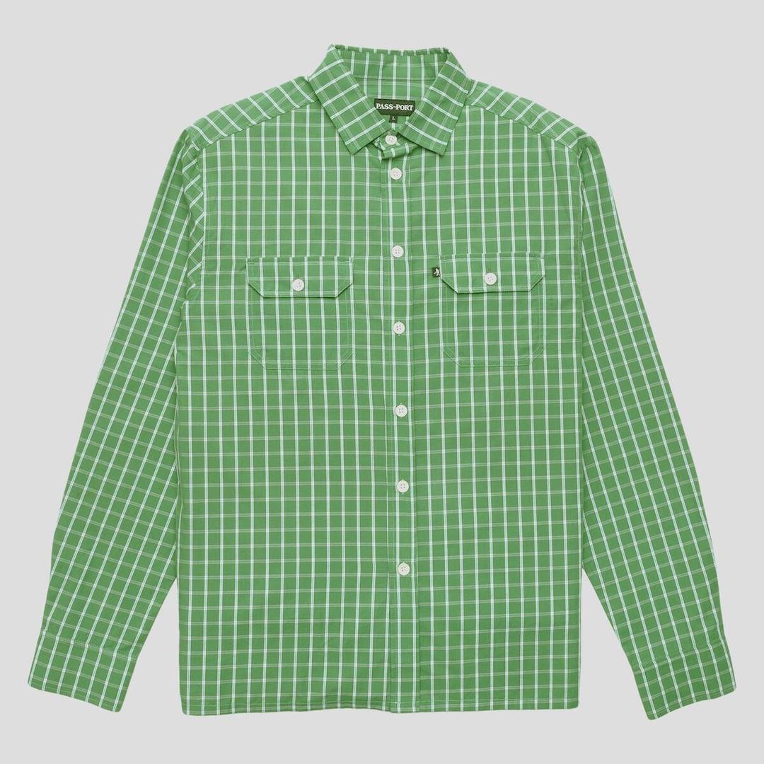 PassPort Workers Check Shirt Long Sleeve Green