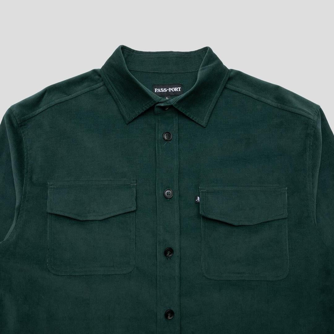 PassPort Micro Cord Workers Shirt Forest Green