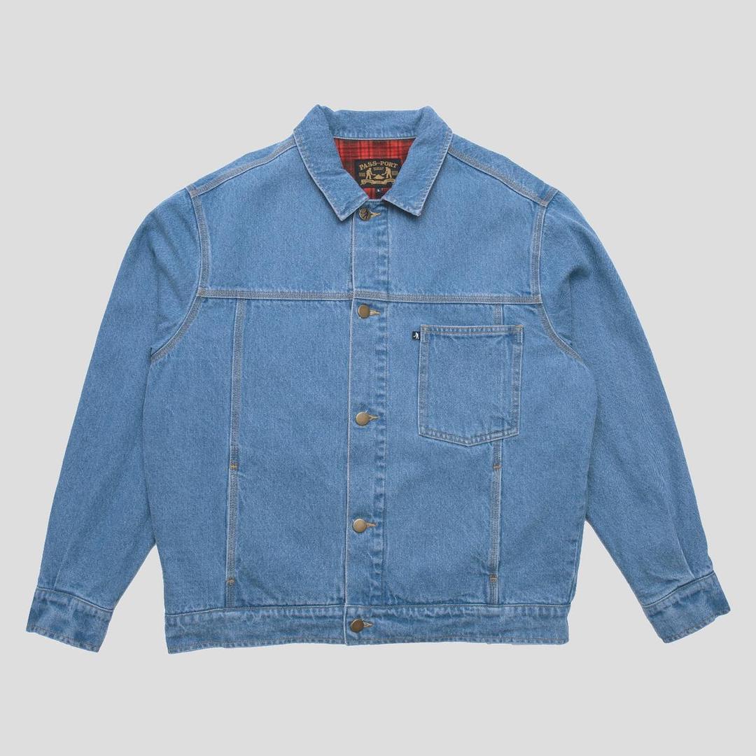 PassPort Workers Club Lined Denim Jacket Washed Light Indigo