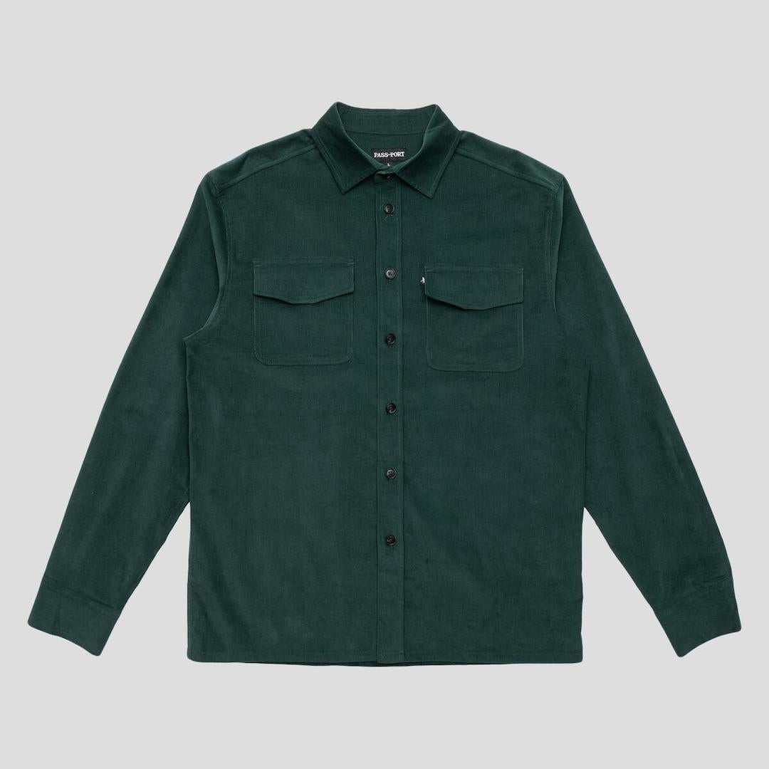 PassPort Micro Cord Workers Shirt Forest Green