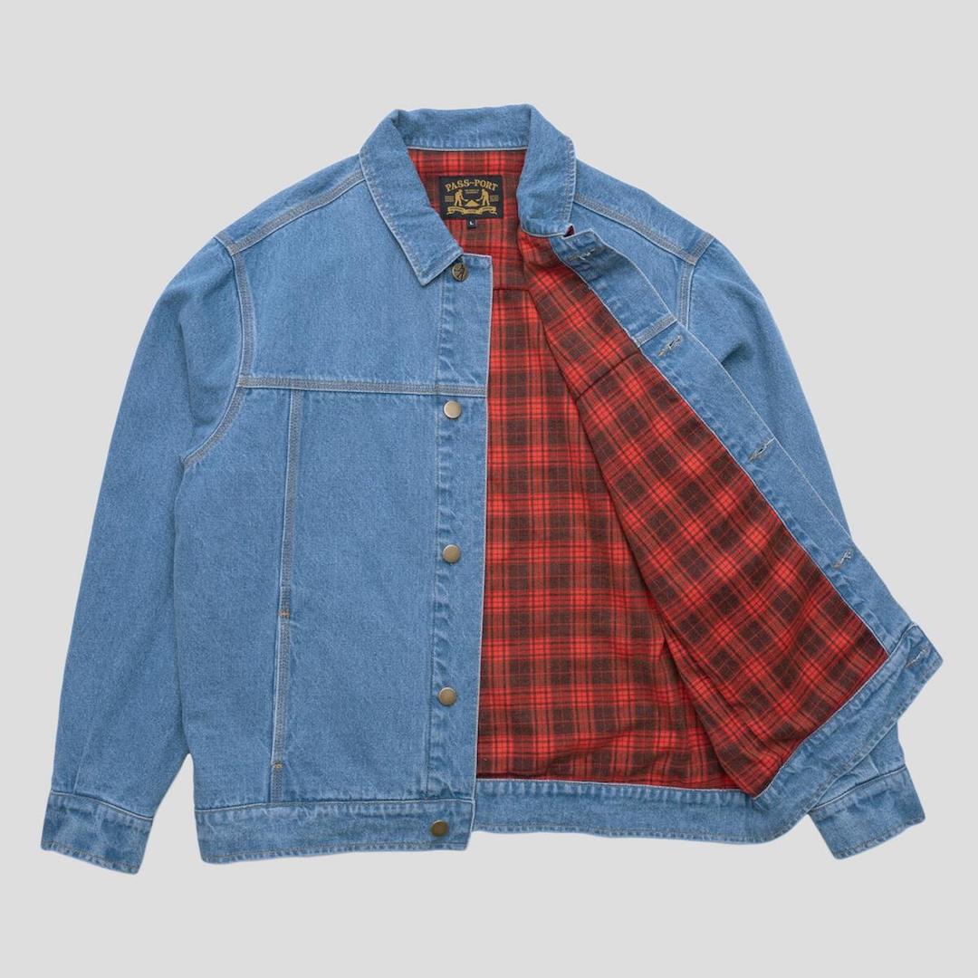 PassPort Workers Club Lined Denim Jacket Washed Light Indigo