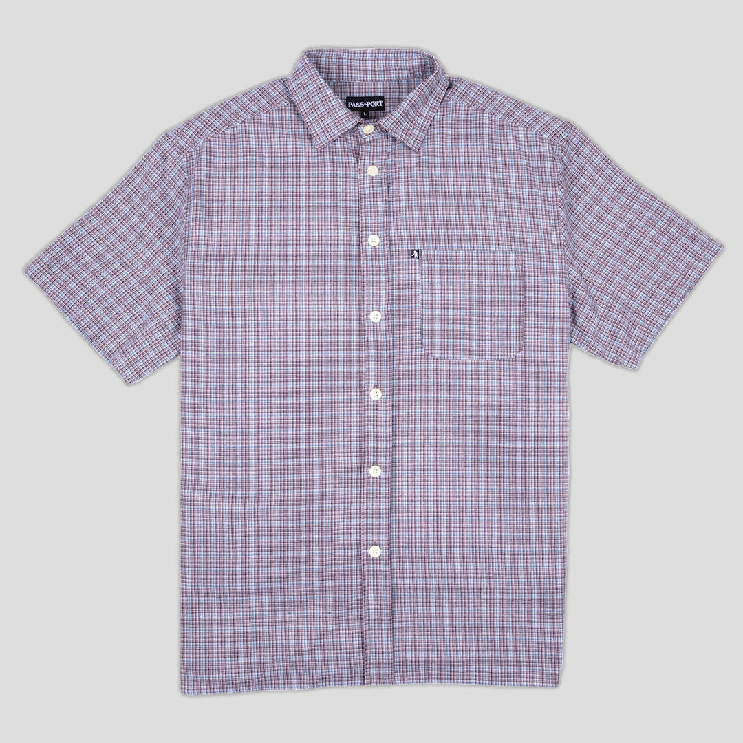 PassPort Workers Check Shirt SS Blue Heather