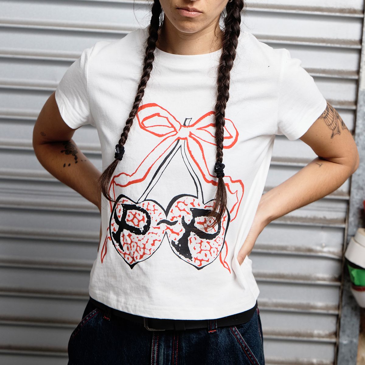 Pass~Port Cherries Baby Tee White