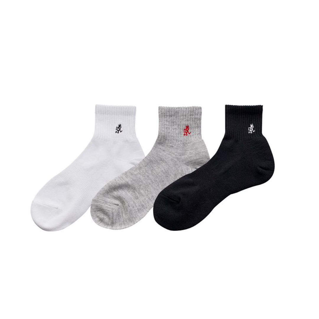 Gramicci Basic Short Socks 3 Pack White + Ash + Black