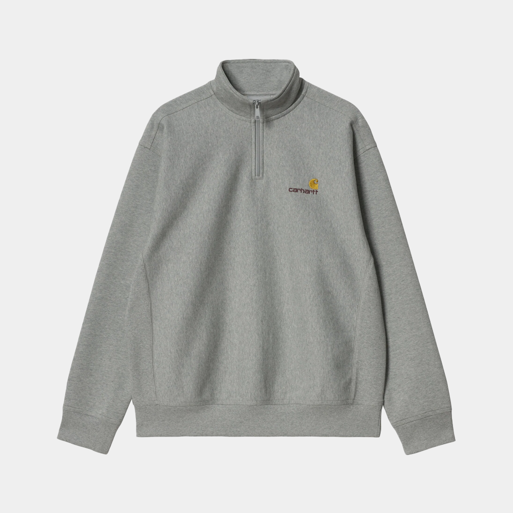Carhartt WIP Half Zip American Script Sweat Grey Heather