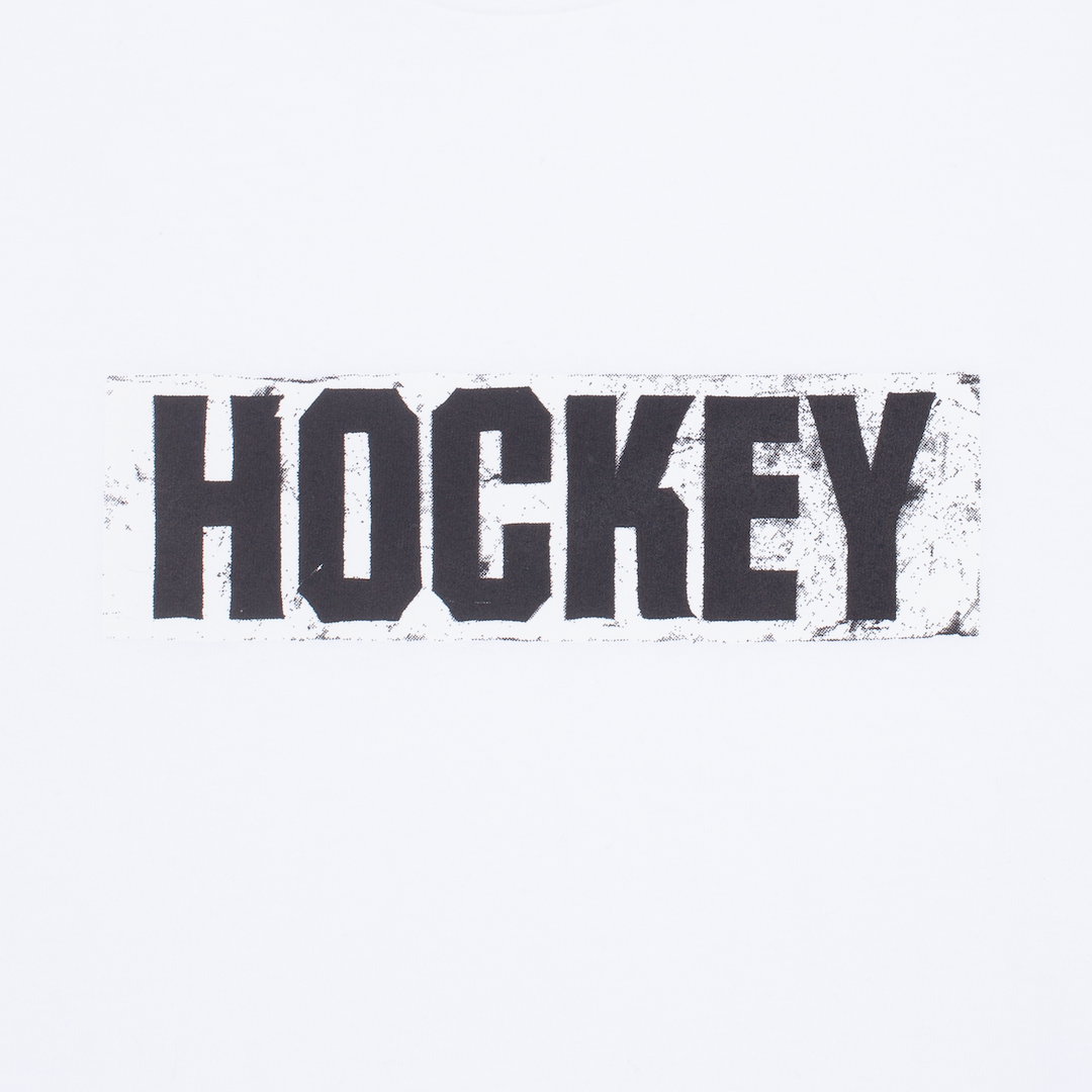 Hockey Sticker Logo Tee White