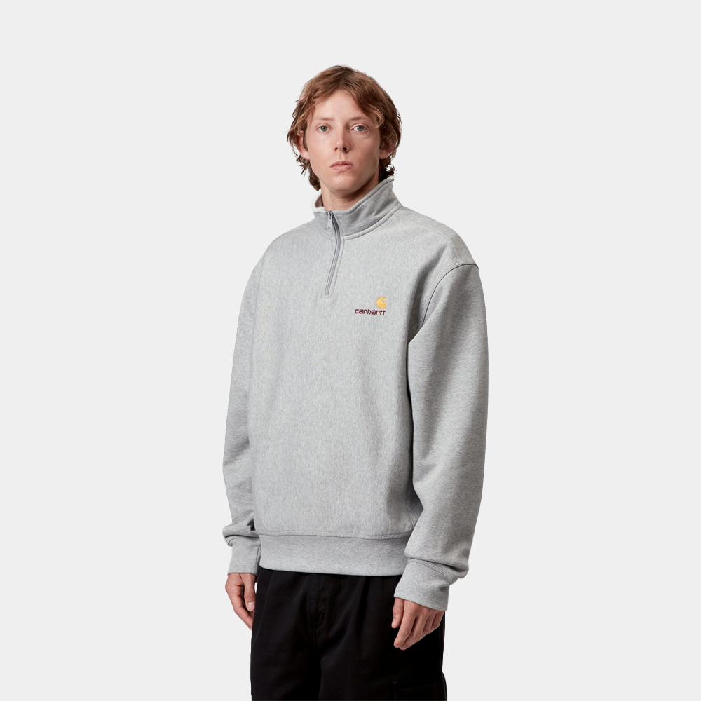 Carhartt WIP Half Zip American Script Sweat Grey Heather