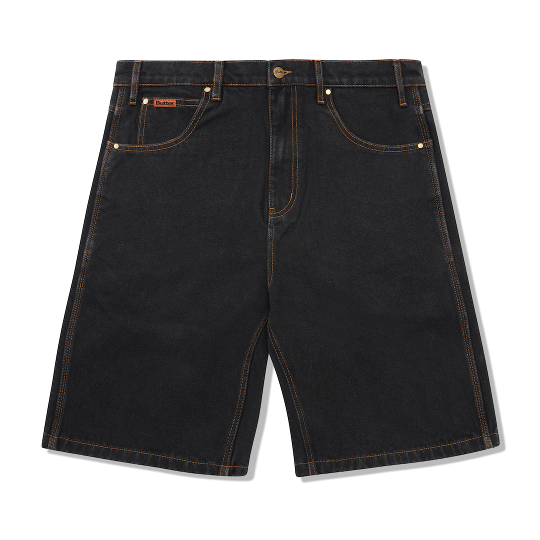 Butter Goods Baggy Denim Shorts Washed Black