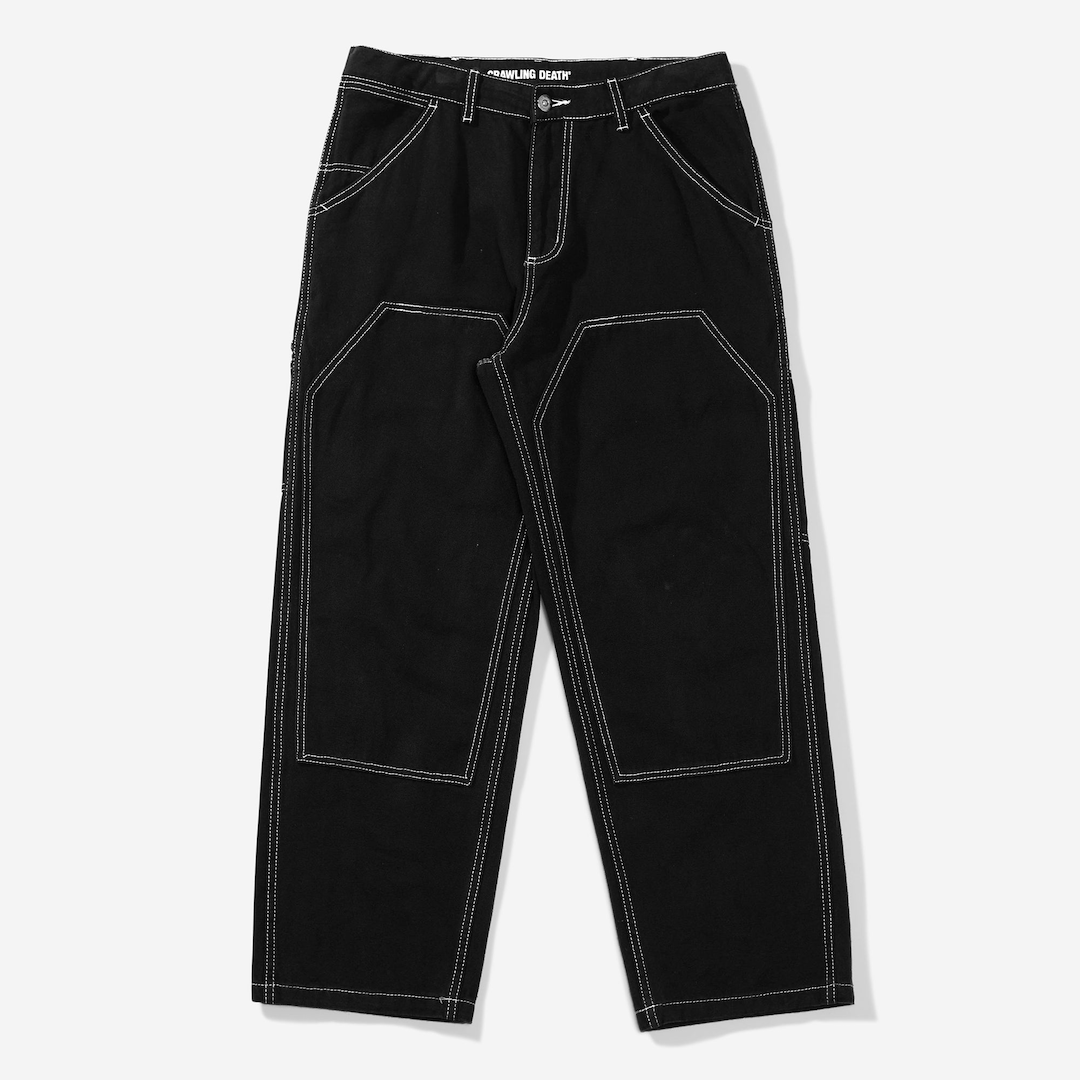 Crawling Death Contrast Stitch Coffin Pants Black