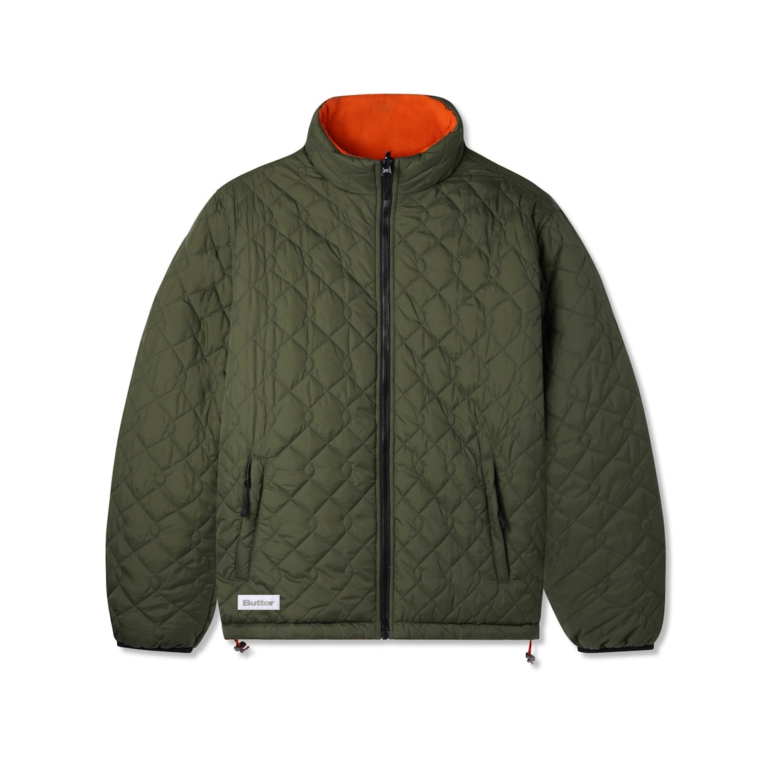 Butter Goods Chainlink Reversible Puffer Jacket Army + Orange