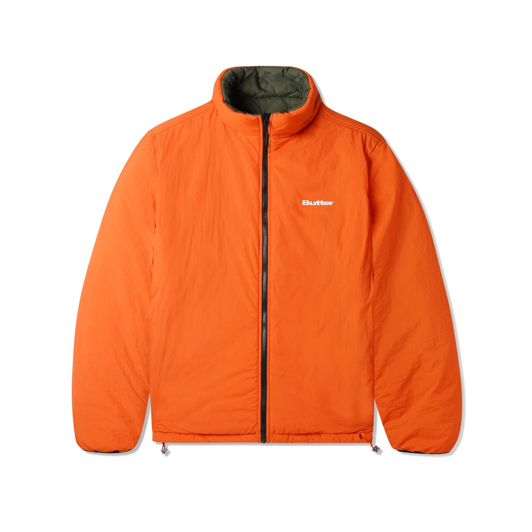Butter Goods Chainlink Reversible Puffer Jacket Army + Orange