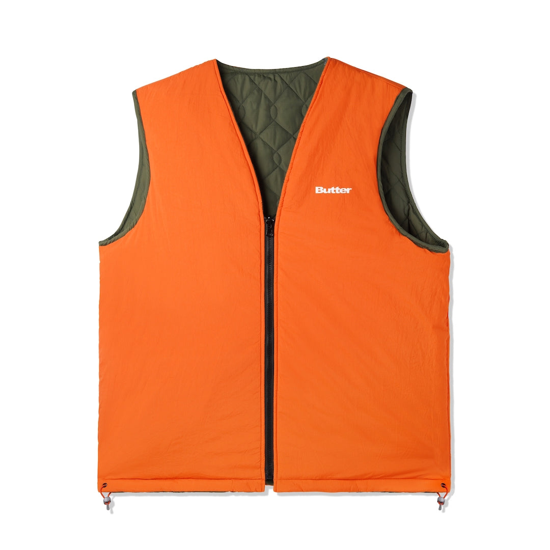 Butter Goods Chainlink Reversible Puffer Vest Army + Orange