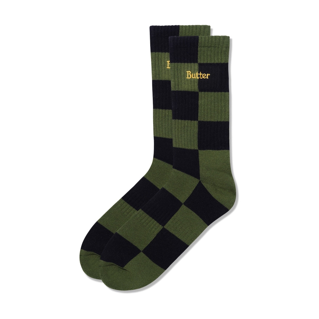 Butter Goods Checkered Socks Black + Sage