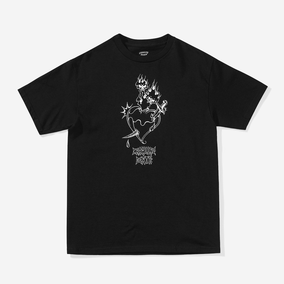 Crawling Death x Christina Pereira Heart Tee Black