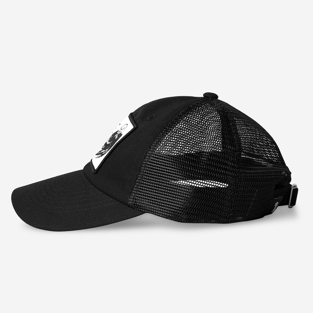 Chess Club x Crawling Death Mesh Trucker Hat Black + White
