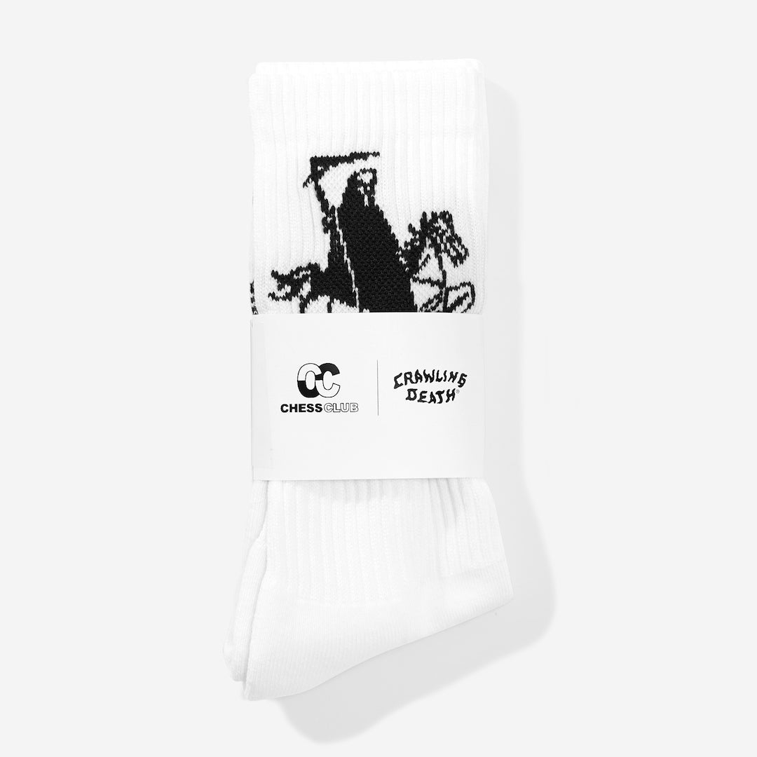 Chess Club x Crawling Death Socks White