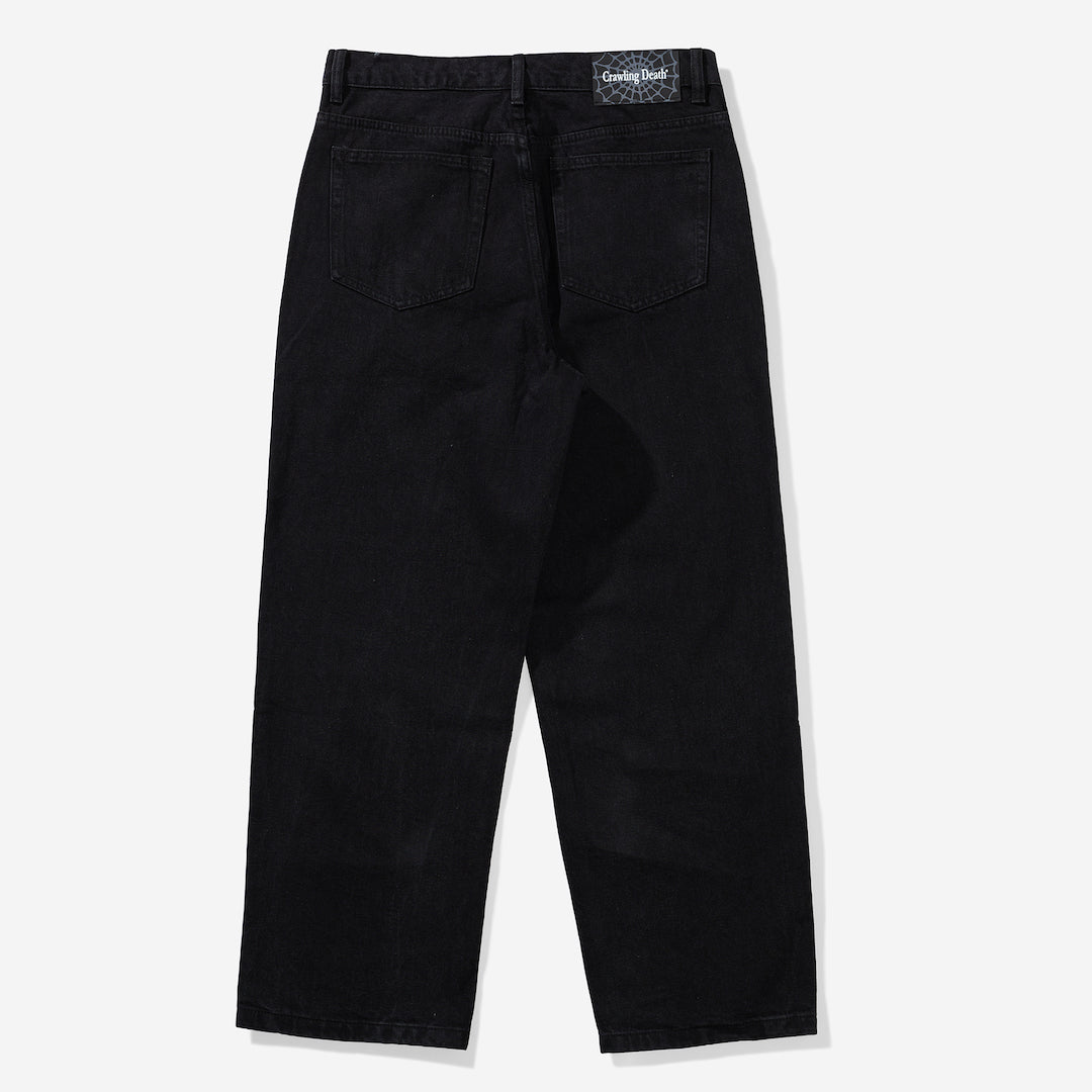 Crawling Death Web Denim Jeans Black