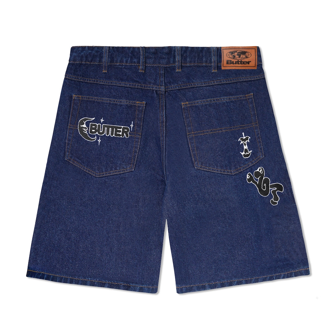 Butter Goods Critter Baggy Denim Shorts Dark Indigo