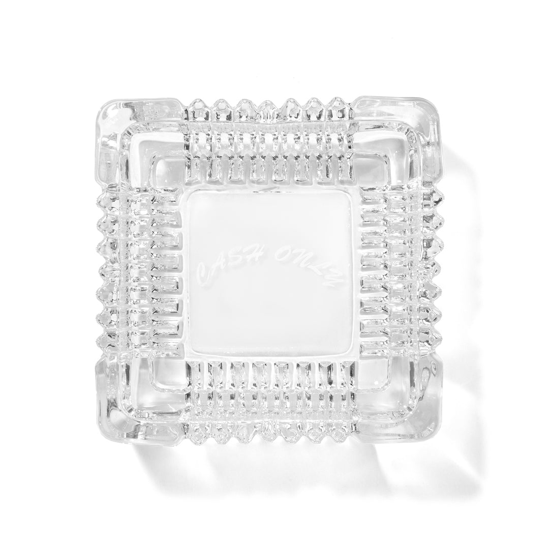 Cash Only Crystal Ashtray Clear