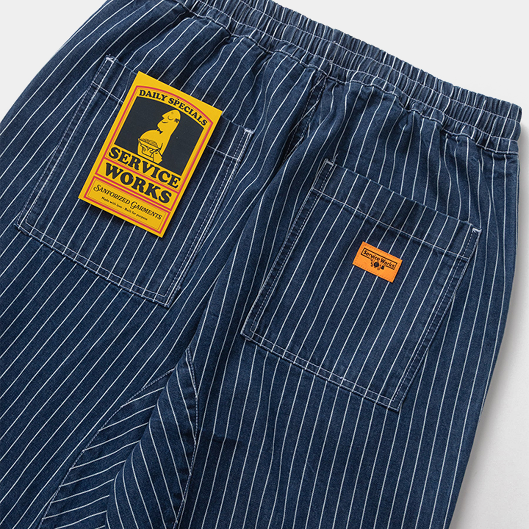 Service Works Pinstripe Denim Chef Pants Indigo