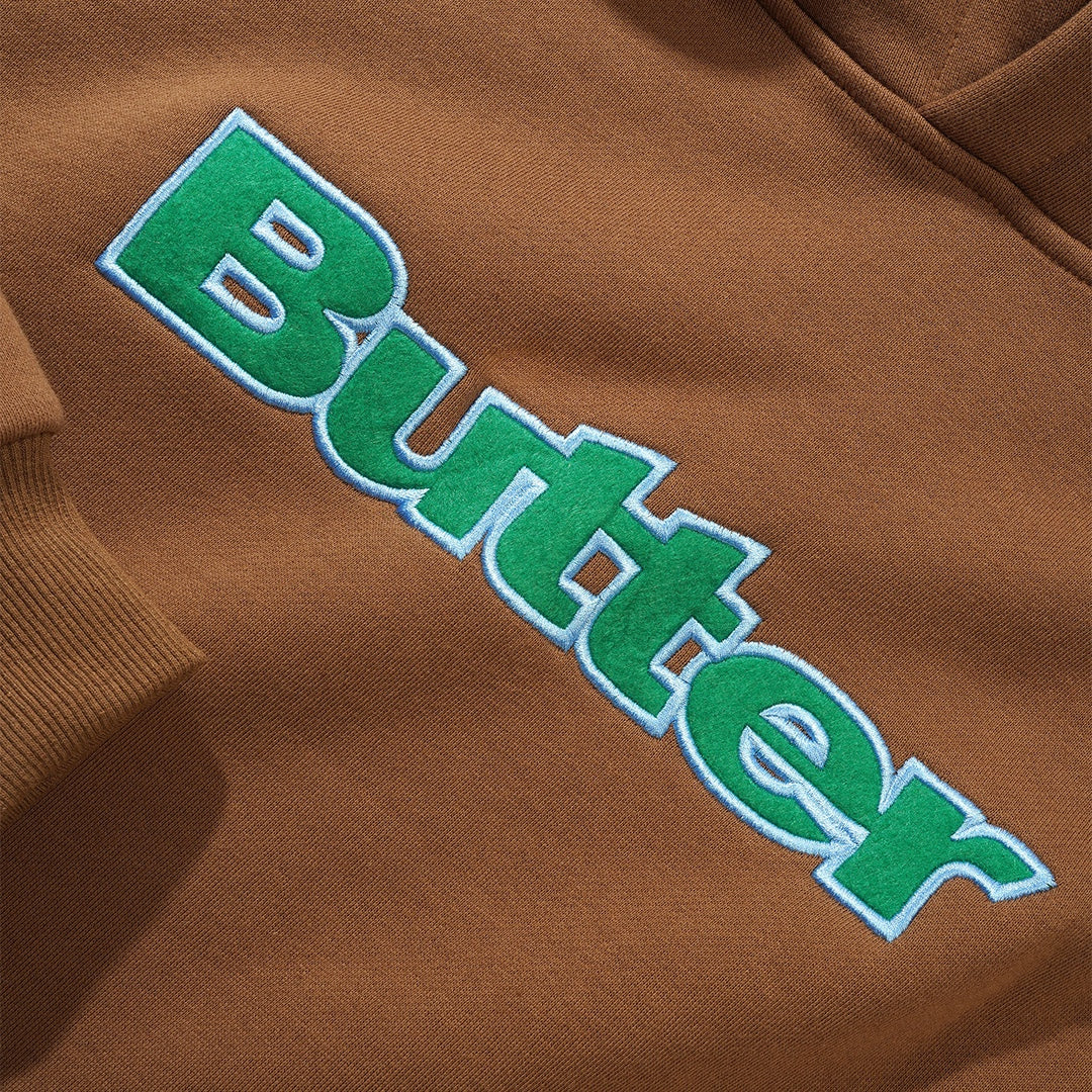 Butter Goods Felt Logo Applique Pullover Hood Brown