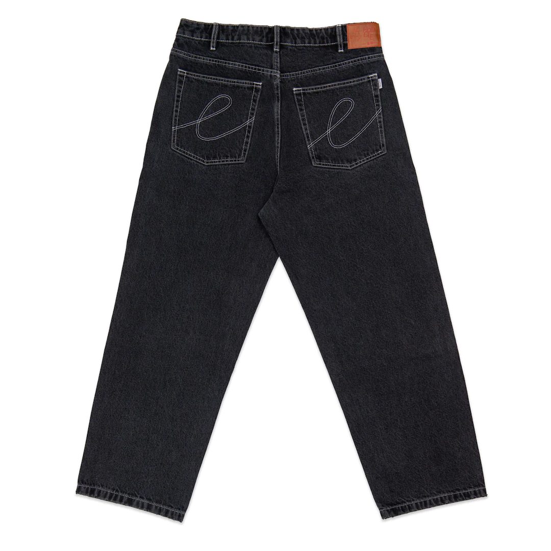 Hoddle 12 Ounce Denim Jean Faded Black Grey + White Stitching
