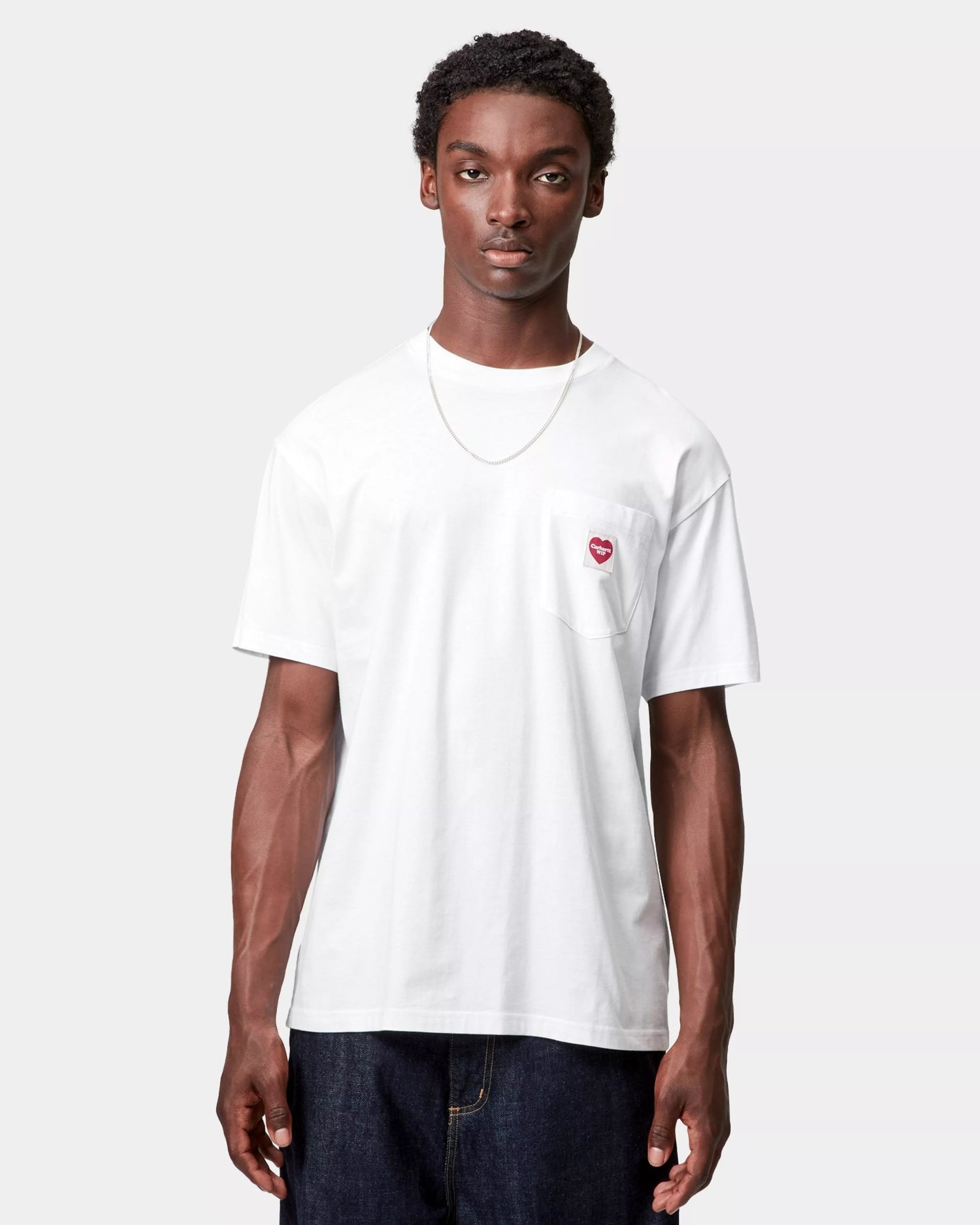 Carhartt WIP Pocket Heart T-Shirt White + Red