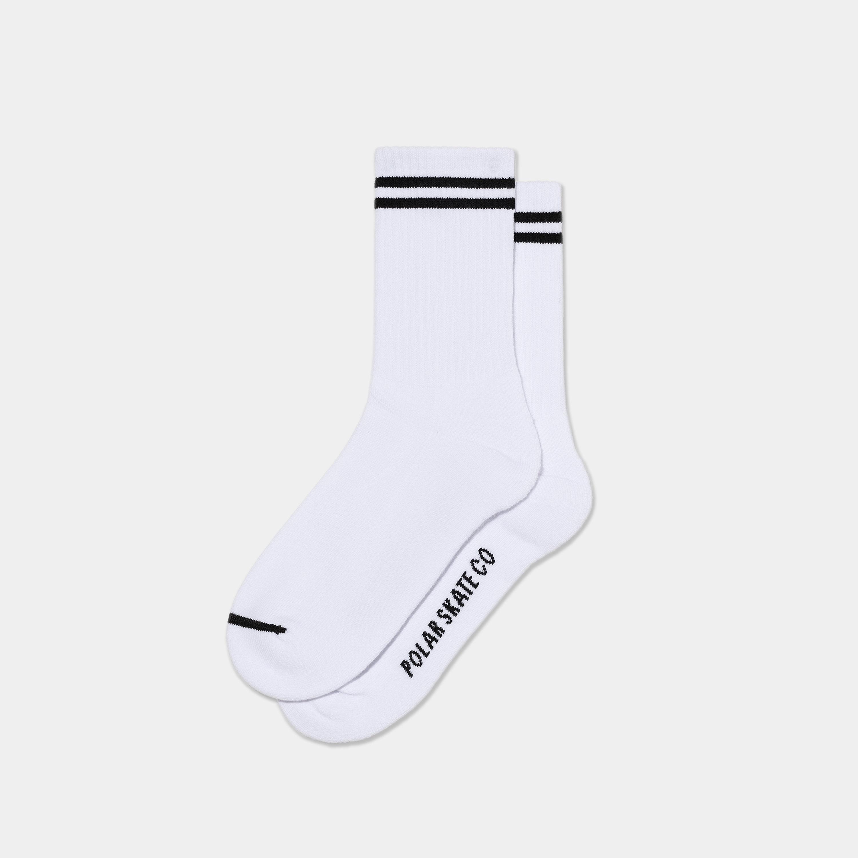 Polar Skate Co. Rib Socks 2 Stripes White + Black