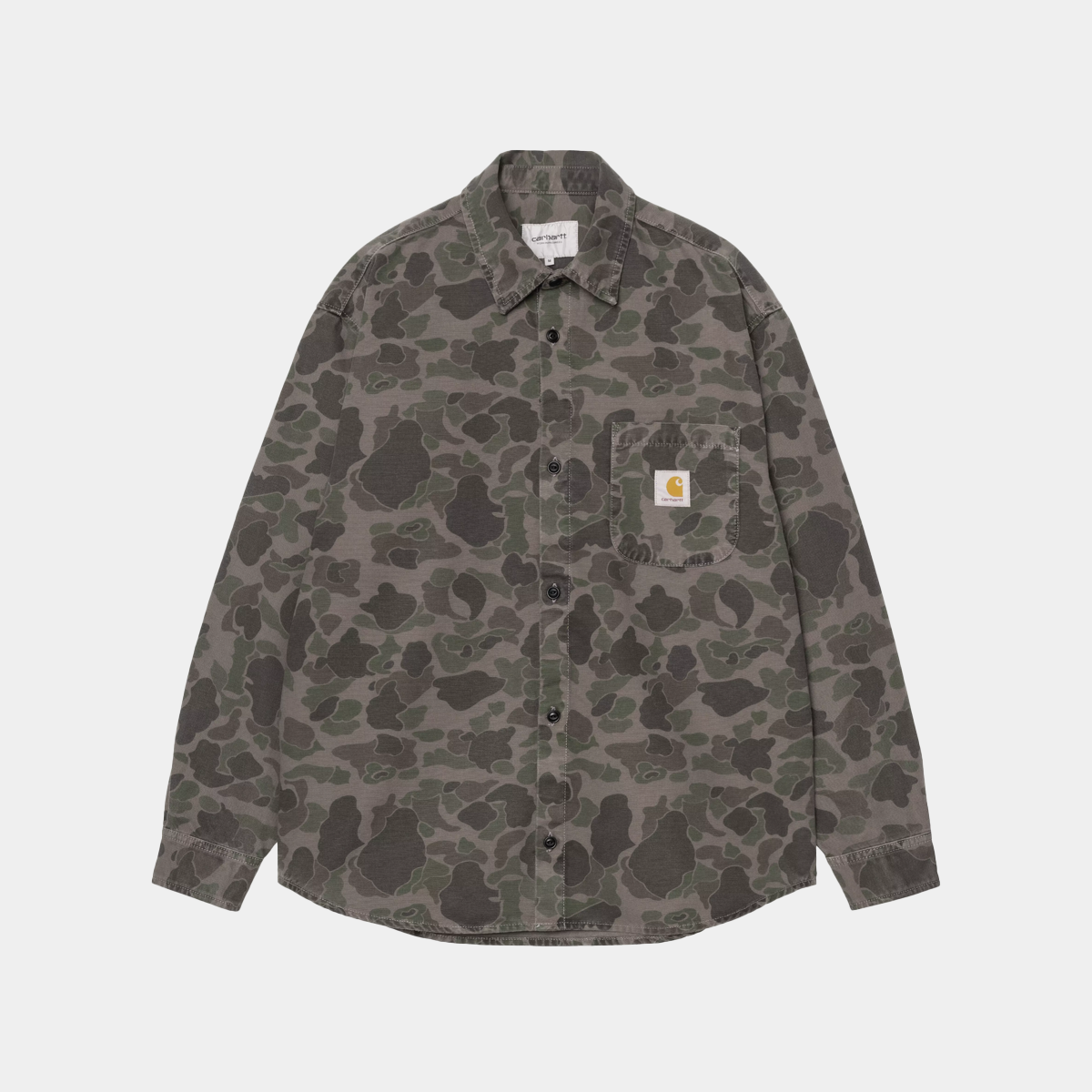 Carhartt WIP L/S Duck Shirt Camo Duck Green + Porphyry