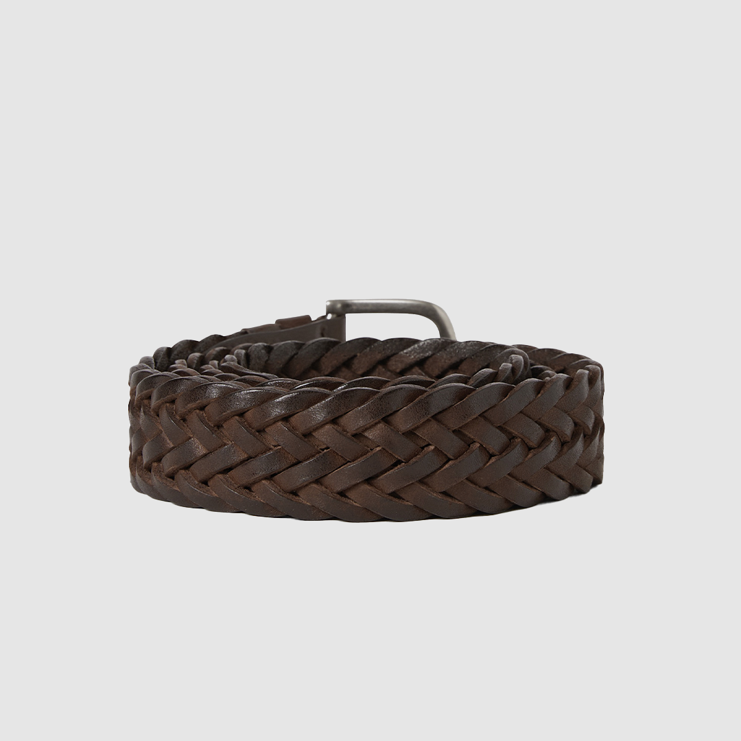 thisisneverthat Leather Mesh Belt Brown