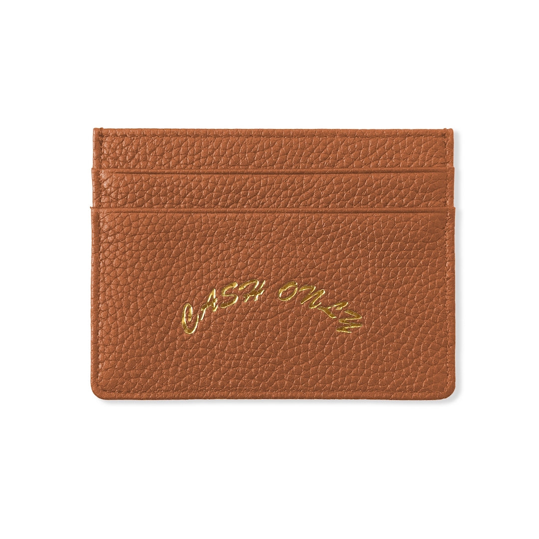 Cash Only Leather Cardholder Tan