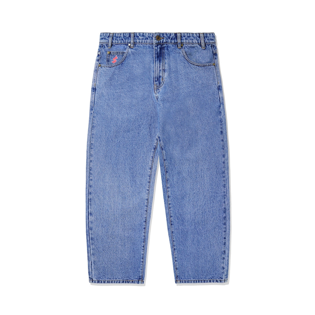Cash Only Logo Baggy Denim Jeans Washed Indigo