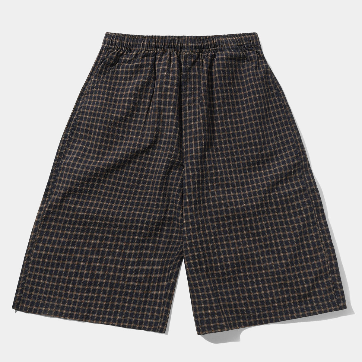 Butter Loose Shorts Brown Seersucker Plaid