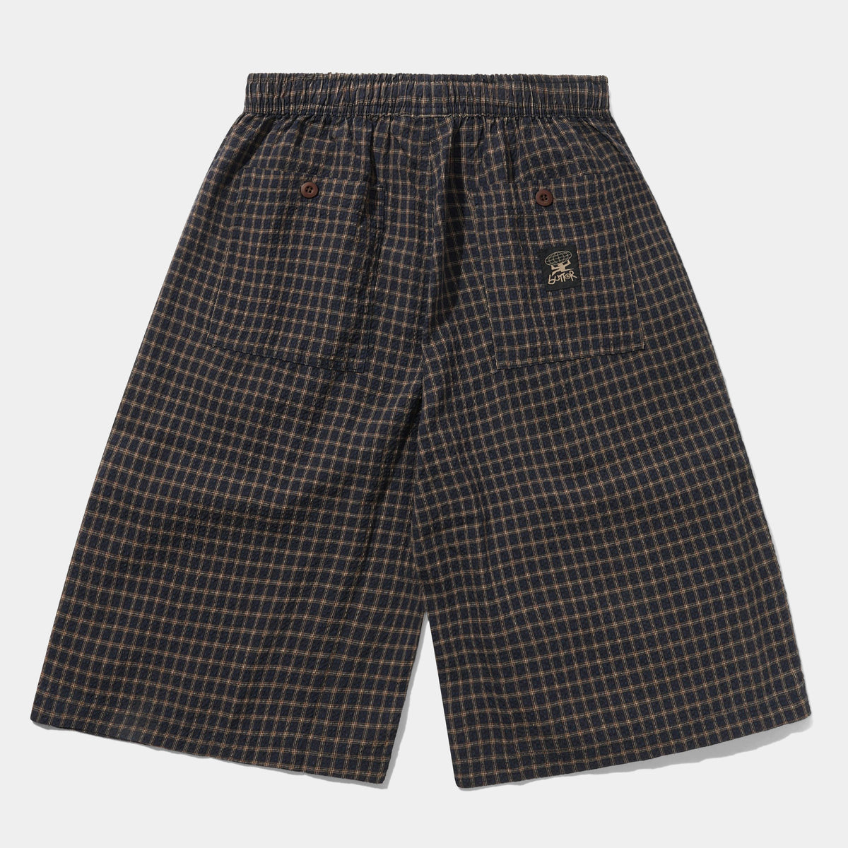 Butter Loose Shorts Brown Seersucker Plaid