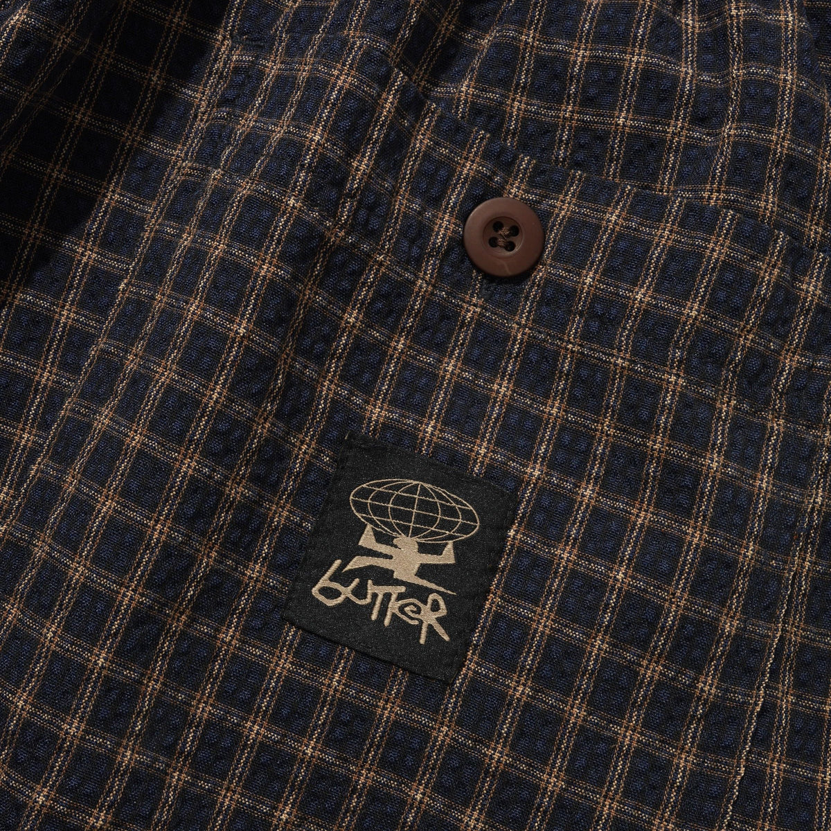 Butter Loose Shorts Brown Seersucker Plaid