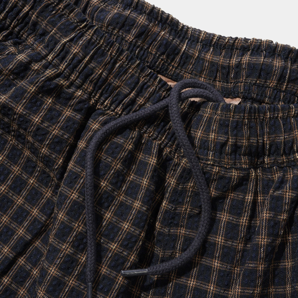 Butter Loose Shorts Brown Seersucker Plaid