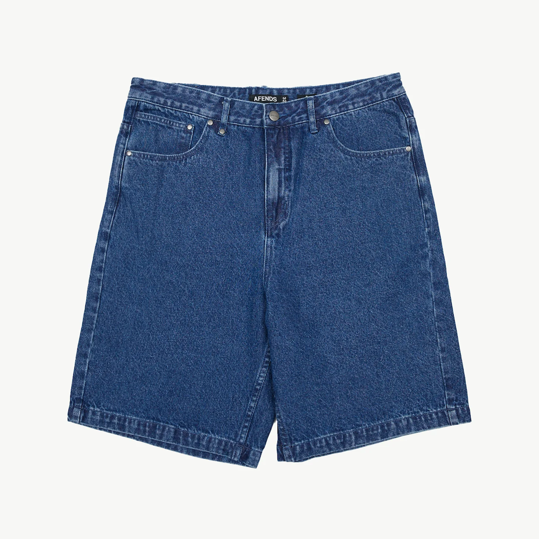 Afends Lil C Hemp Denim Baggy Shorts Authentic Blue