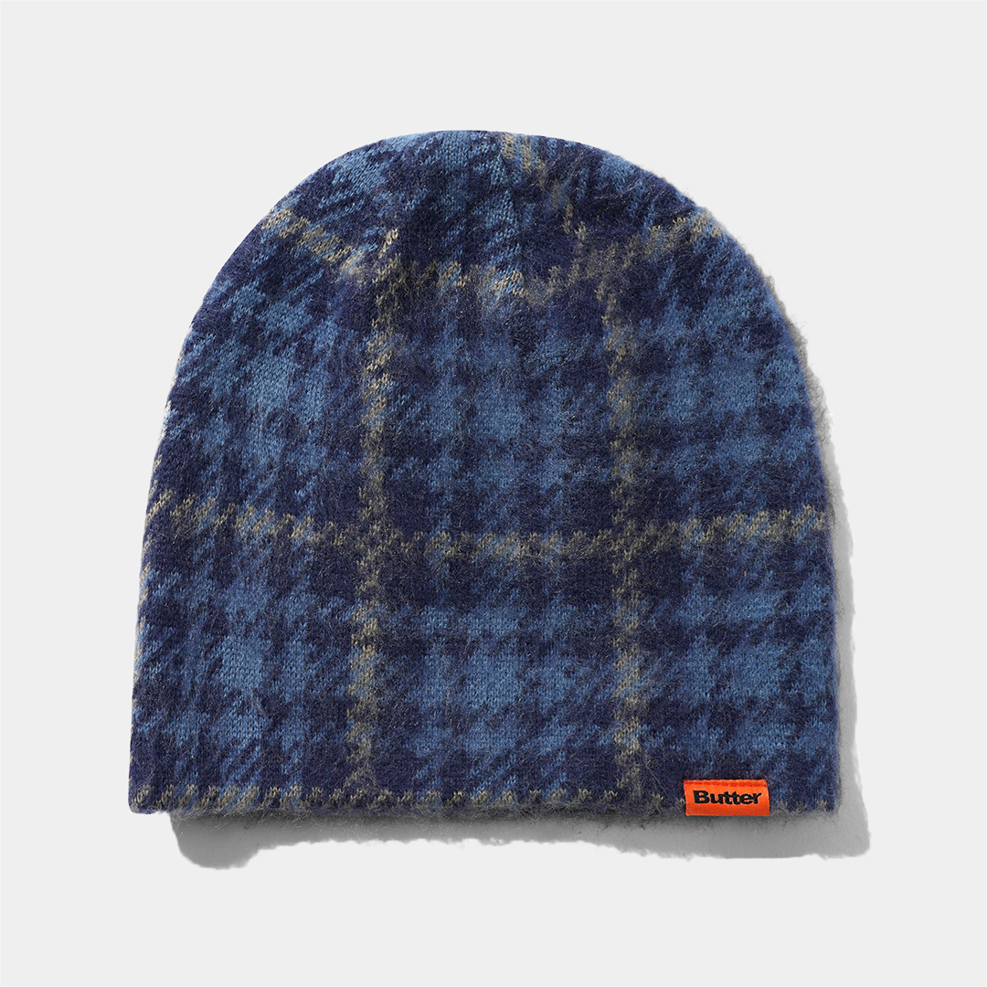 Butter Mohair Skully Beanie Plaid