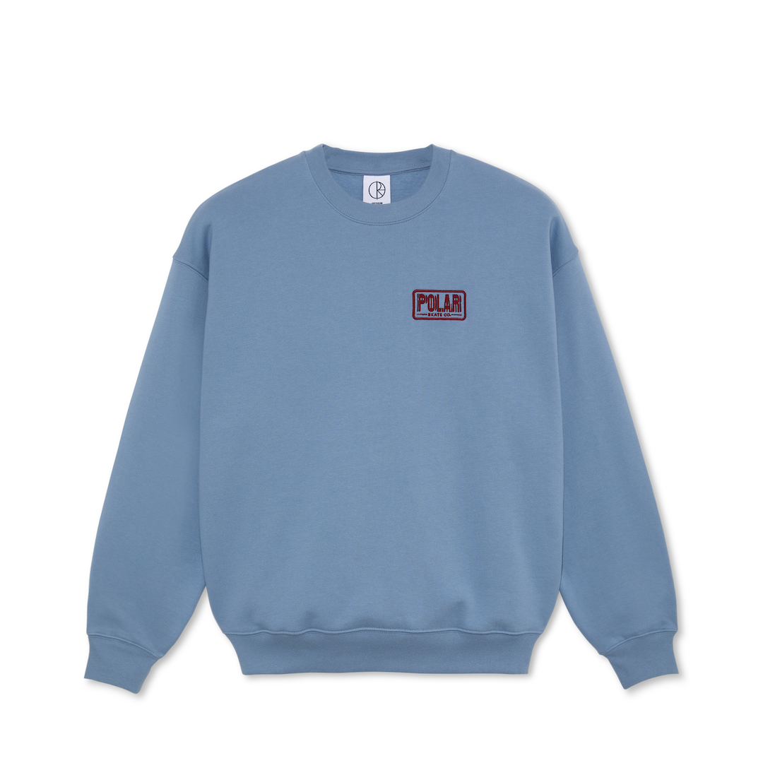 Polar Skate Co. Dave Crewneck Earthquake Oxford Blue