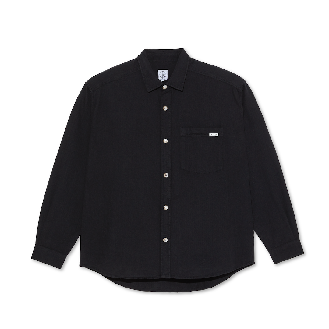 Polar Skate Co. Mitchell Herringbone LS Shirt Black
