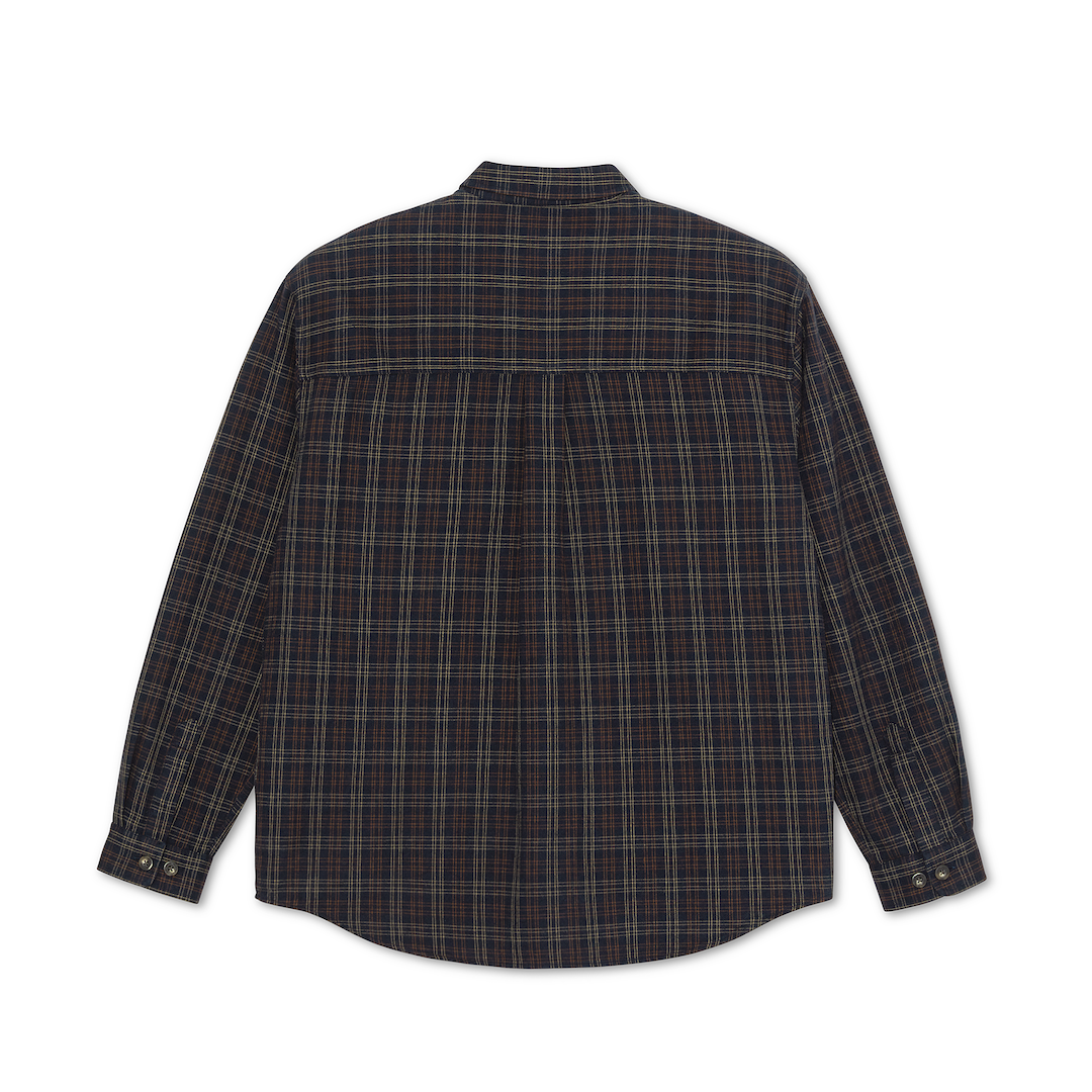 Polar Skate Co. Mitchell LS Shirt Flannel Navy + Brown