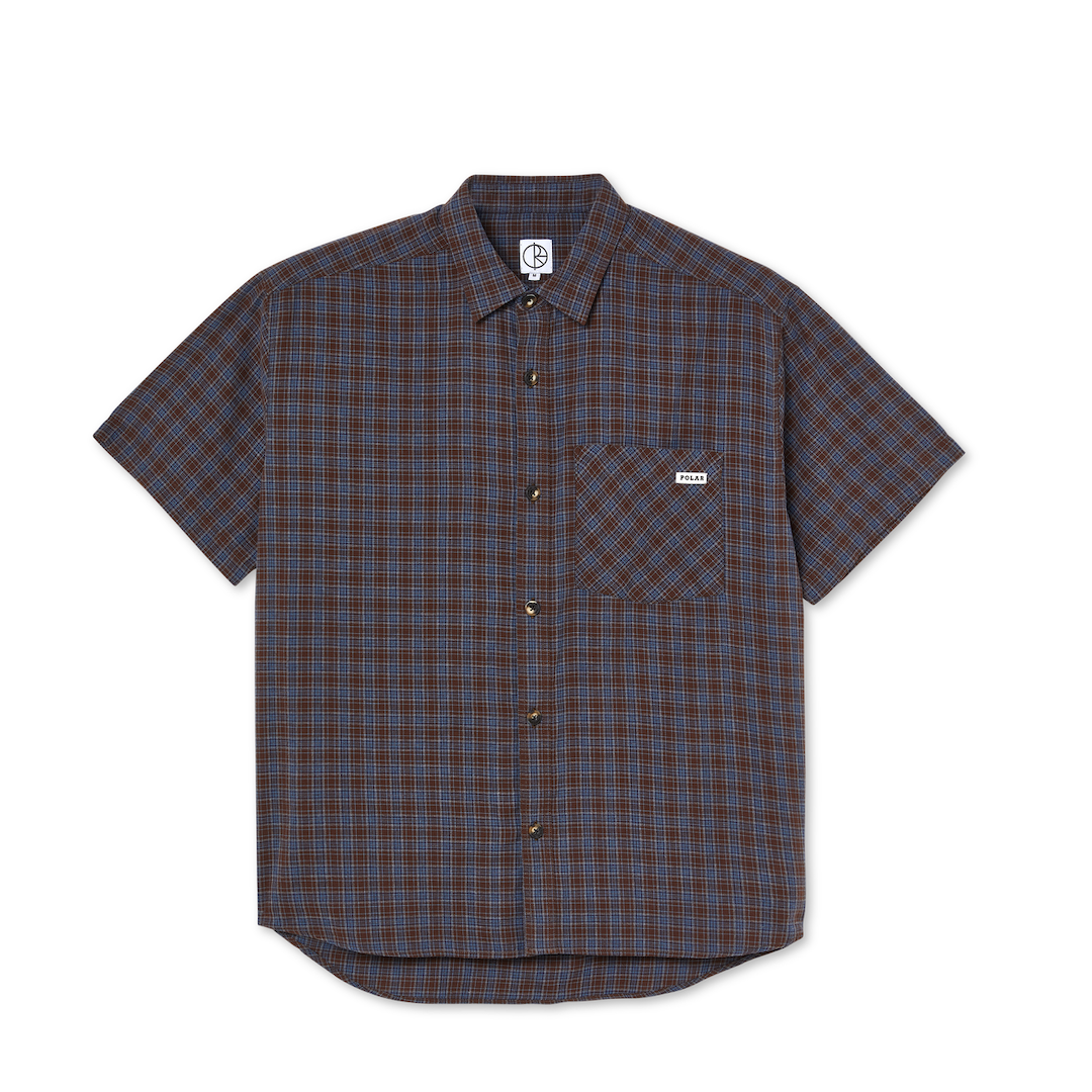 Polar Skate Co. Mitchell Shirt Poplin Brown + Blue