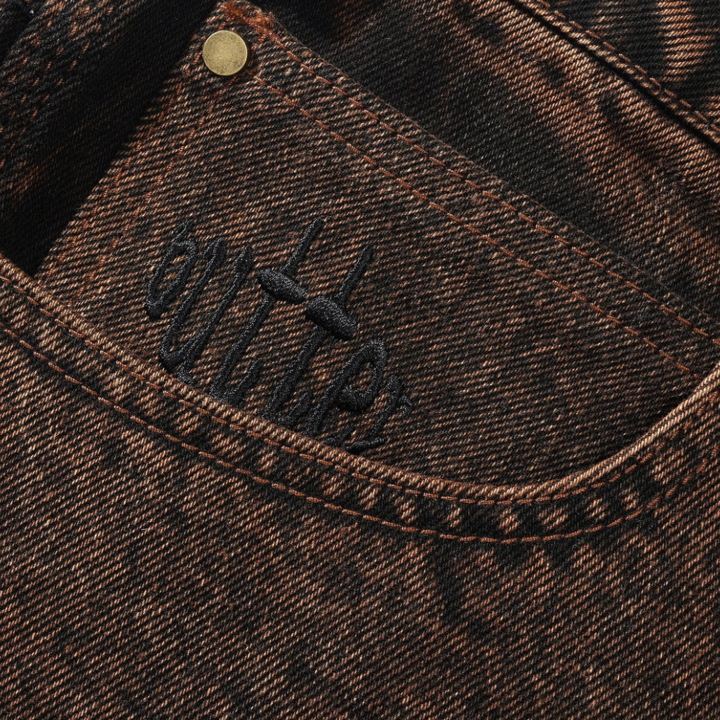 Butter Goods Spider Denim Shorts Acid Brown