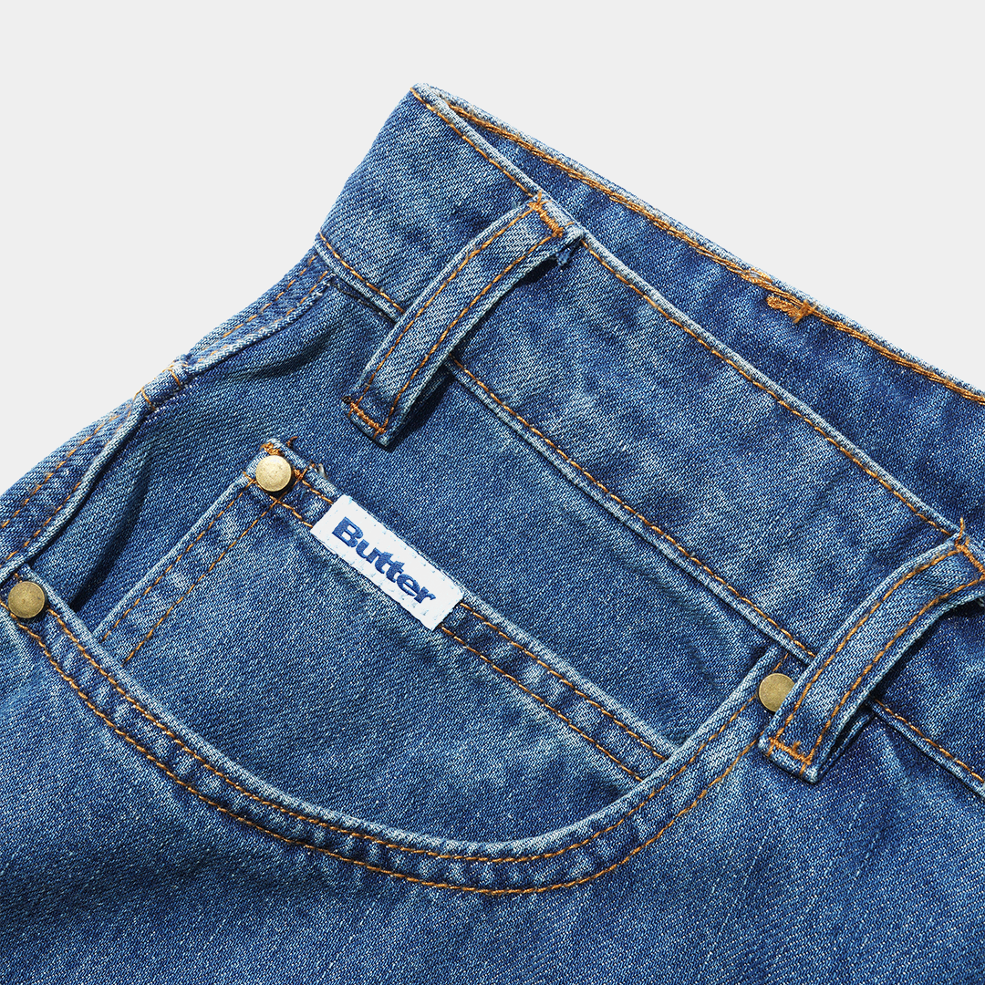 Butter x Peanuts Spike Denim Jeans Distressed Indigo