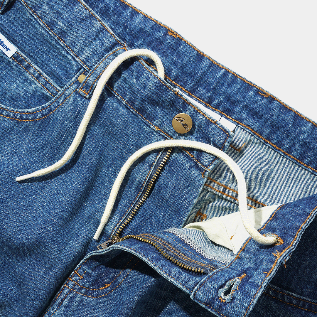 Butter x Peanuts Spike Denim Jeans Distressed Indigo