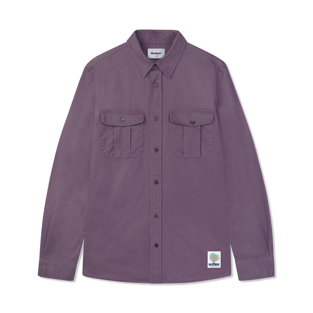 Butter Goods Washed Pocket L/S Shirt Eggplant