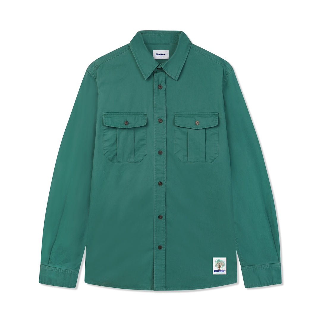 Butter Goods Washed Pocket L/S Shirt Fern